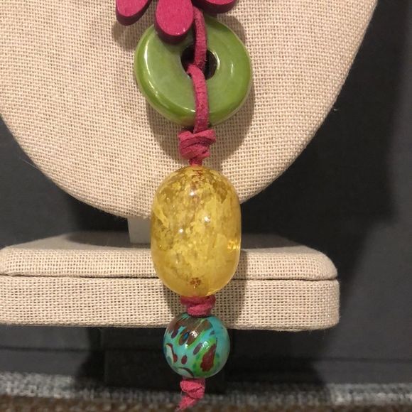 TRESKA Modern Abstract Multicolor MultiMedia Necklace NWT - Picture 5 of 9